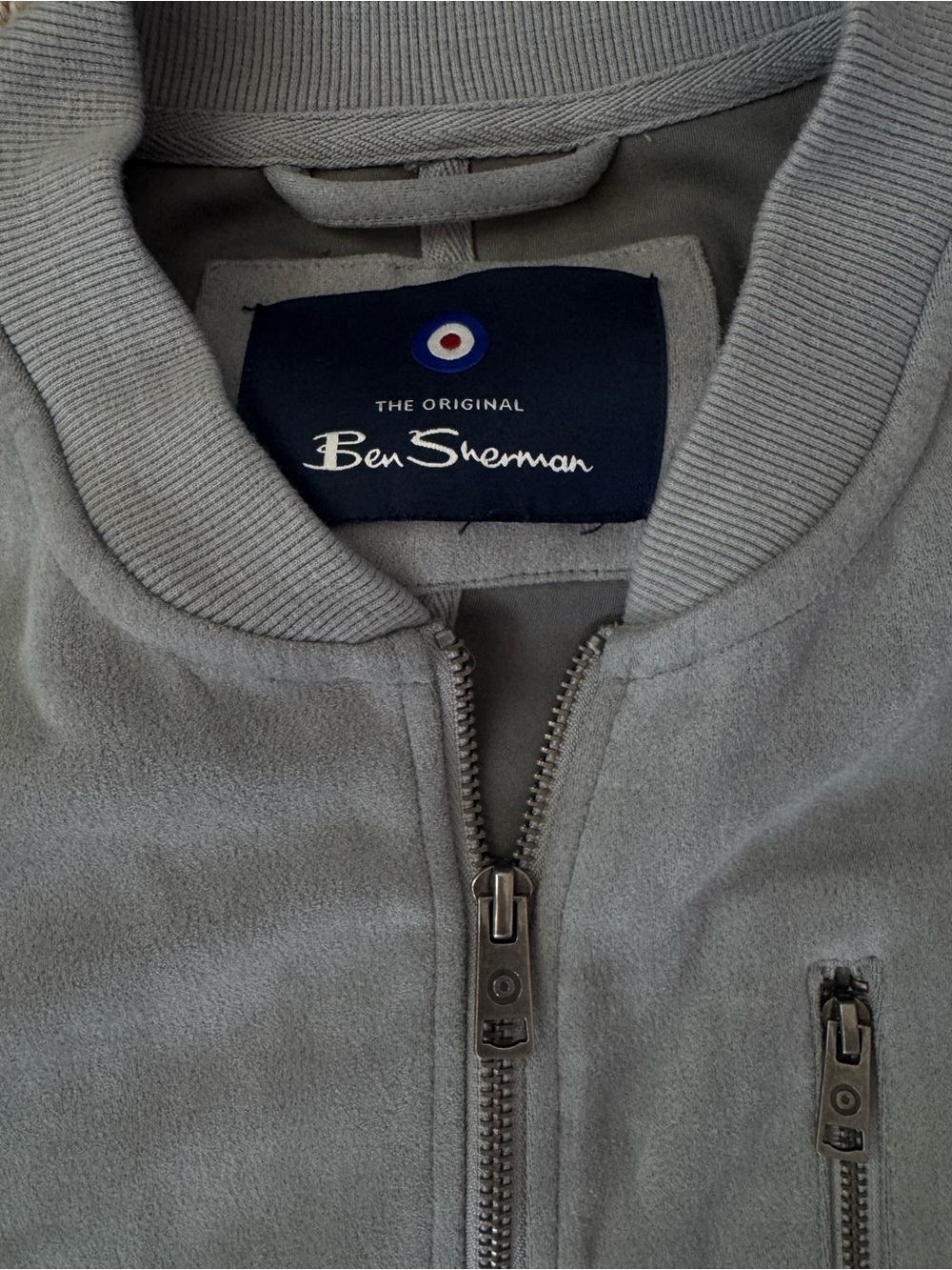 Ben Sherman Light Gray Suede Bomber Jacket - Picture 5 of 6